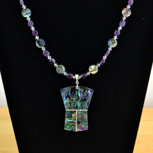 Load image into Gallery viewer, 2&quot; Abalone Copper Shield w Amethyst

