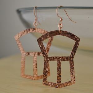 2" Copper Copper Shield Earrings - Cut Out