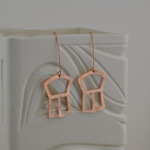 2" Copper Copper Shield Earrings - Cut Out