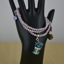 Load image into Gallery viewer, Mauve Wrap Bracelet w/ Abalone Copper Charm
